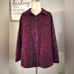 Croft and Barrow women's plum paisley blouse